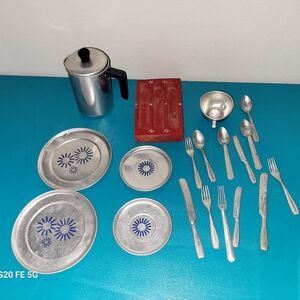 Vintage * 19 Piece Toy Dishes & Flatware * Pretent Dishes * Switzerland *